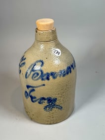 A GLT BARNARD 1 GALLON STONEWARE JUG, TROY NY. 6" DIAMETER X 10.5" TALL