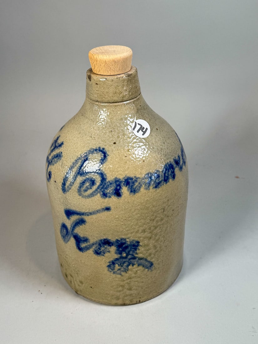 A GLT BARNARD 1 GALLON STONEWARE JUG, TROY NY. 6" DIAMETER X 10.5" TALL (1 of 4)