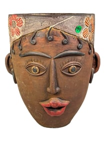 LARGE PLANTER W/ FACE, 13.5" X 12"