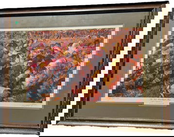 ARNOLD FRIBERG "THE FIRST INTERCOLLEGIATE GAME", 32" X 43" FRAMED AND 20" X 31" SIGHT