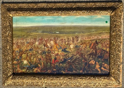 "CUSTERS LAST STAND" LARGE PRINT IN PERIOD FRAME 31" X 46" FRAMED AND 21.5" X 36.5" SIGHT