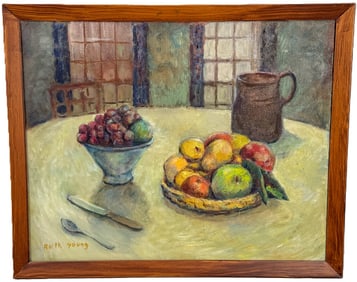 RUTH YOUNG STILL LIFE WITH FLOWERS 18" X 22" , 16" X 20" SIGHT