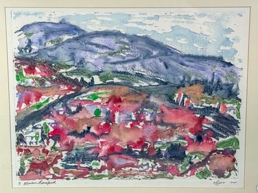 MARION ROSENFELD PRINT IN COLORS, 18.5" X 22" FRAMED AND 12.5" X 16.5" SIGHT
