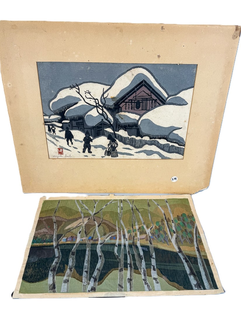 2 KIYOSHI SAITO SCREEN PRINTS, ONE PENCL SIGNED AND ONE SIGNED IN PLATE. 17.5" X 12" AND 15" X 10": 2 KIYOSHI SAITO SCREEN PRINTS, ONE PENCL SIGNED AND ONE SIGNED IN PLATE. 17.5" X 12" AND 15" X 10"