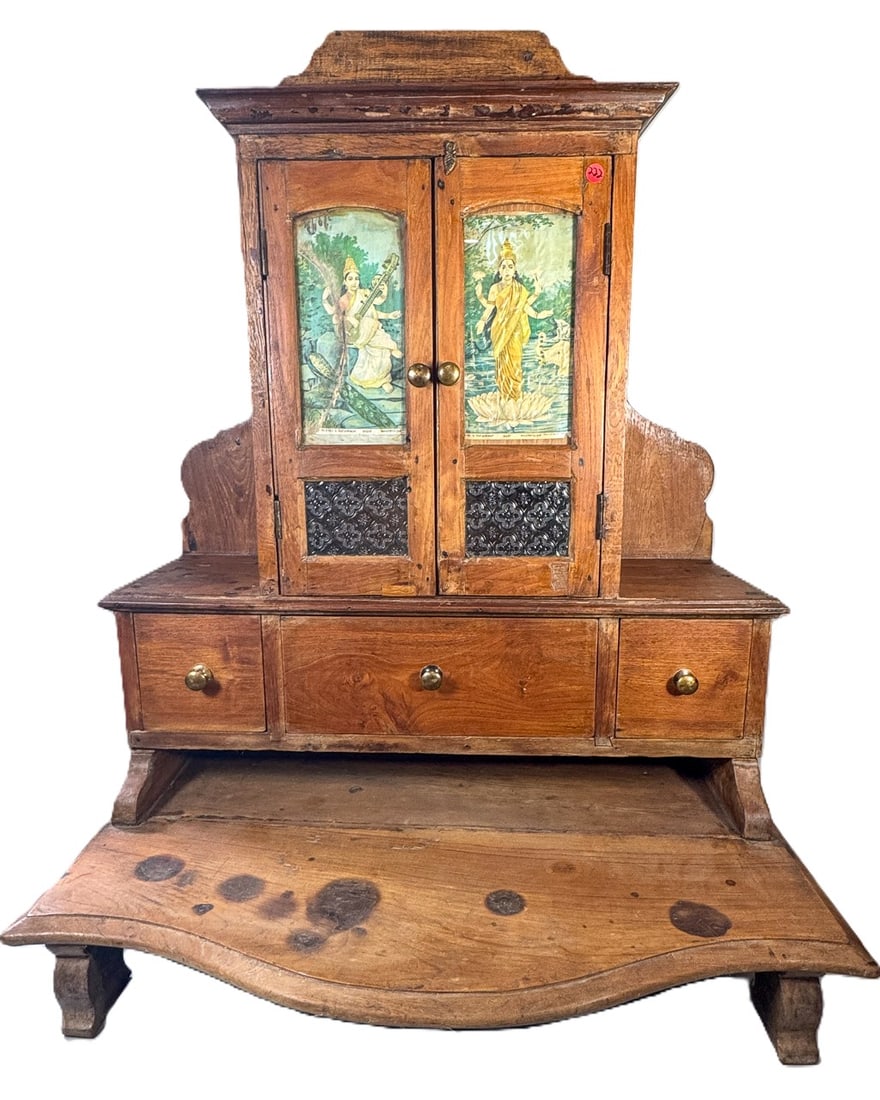 A TEAK CABINET ON STAND W/ GLASS DOOR 43"X 21"X33": A TEAK CABINET ON STAND W/ GLASS DOOR 43"X 21"X33"