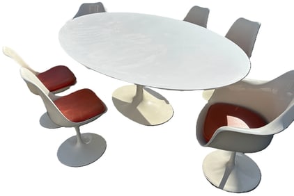 1960S EERO SAARINEN FOR KNOLL DINING TABLE W/ 8 CHAIRS 96X 54X 32