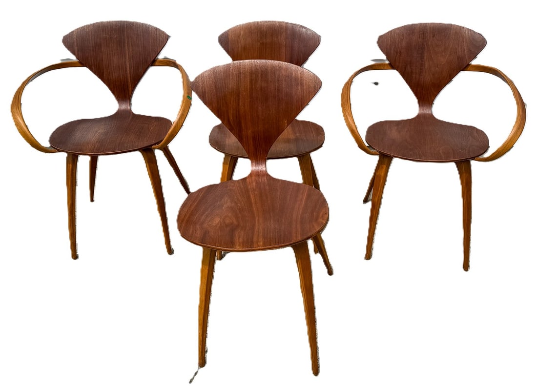 4 PERIOD NORMAN CHERNER ORIGINAL PRETZEL CHAIRS, 2 ARM AND 2 SIDE  30X24X18 (1 of 12)
