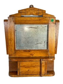 ART DECO CAMP STYLE TEAK BATHROOM MIRROR 18X15X5