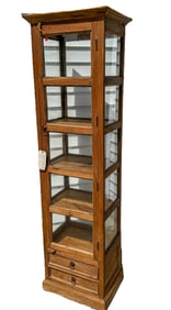 TEAK 5 TIER DISPLAY CABINET W/ 2 DRAWERS 68"X 15X 19.5