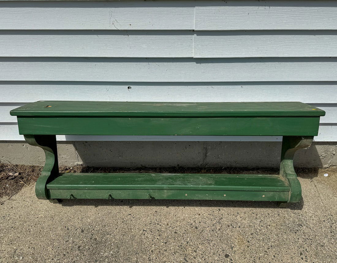 A GREEN PAINTED COUNTRY WALL RACK/SHELF 41X18X8 (1 of 6)