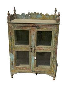2 DOOR CABINET W/ TRACES OF BLUE/GREEN PAINT  41X19X45