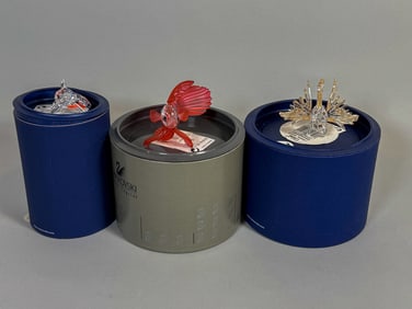 3 SWAROVSKI  CRYSTAL FISH  FIGURINES W/ BOXES 3.5X2.5