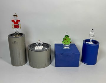 4 SWAROVSKI  CRYSTAL CHRISTMAS  FIGURINES W/ BOXES 5" AND SMALLER