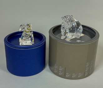 SWAROVSKI  CRYSTAL BEAR AND MONKEY FIGURINES W/ BOXES 4" X 3.5" AND SMALLER