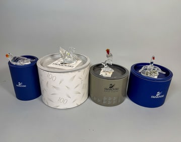 4 SWAROVSKI  CRYSTAL BIRD  FIGURINES W/ BOXES 3X3