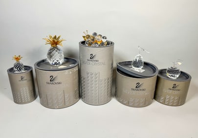 4 SWAROVSKI  CRYSTAL FRUIT  FIGURINES W/ BOXES 5" AND SMALLER