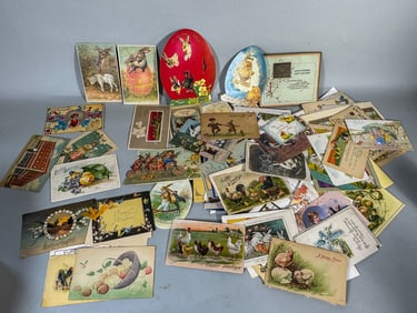 ANTIQUE HOLIDAY POST CARDS W/ GREETING CARDS 10" X 6"