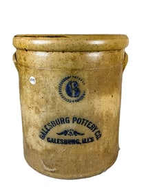 6 GALLON GALESBURG, ILLINOIS STONEWARE CROCK 12.5" 14"