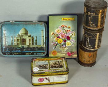 ANTIQUE TIN LOT, 5" X 7" AND SMALLER