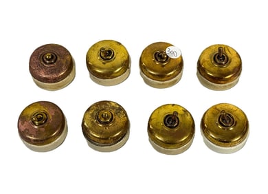 ANTIQUE BRASS AND PORCELAIN LIGHTSMITH HARDWARE, 3" EACH