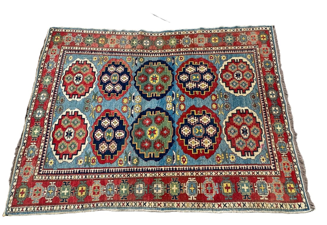 BLUE GROUND PERSIAN STYLE AREA RUG, 66" X 94" (1 of 4)