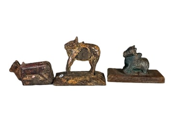 3 CARVED WOOD NANDI ANIMALS, 8" X 4" X 7.5" AND SMALLER