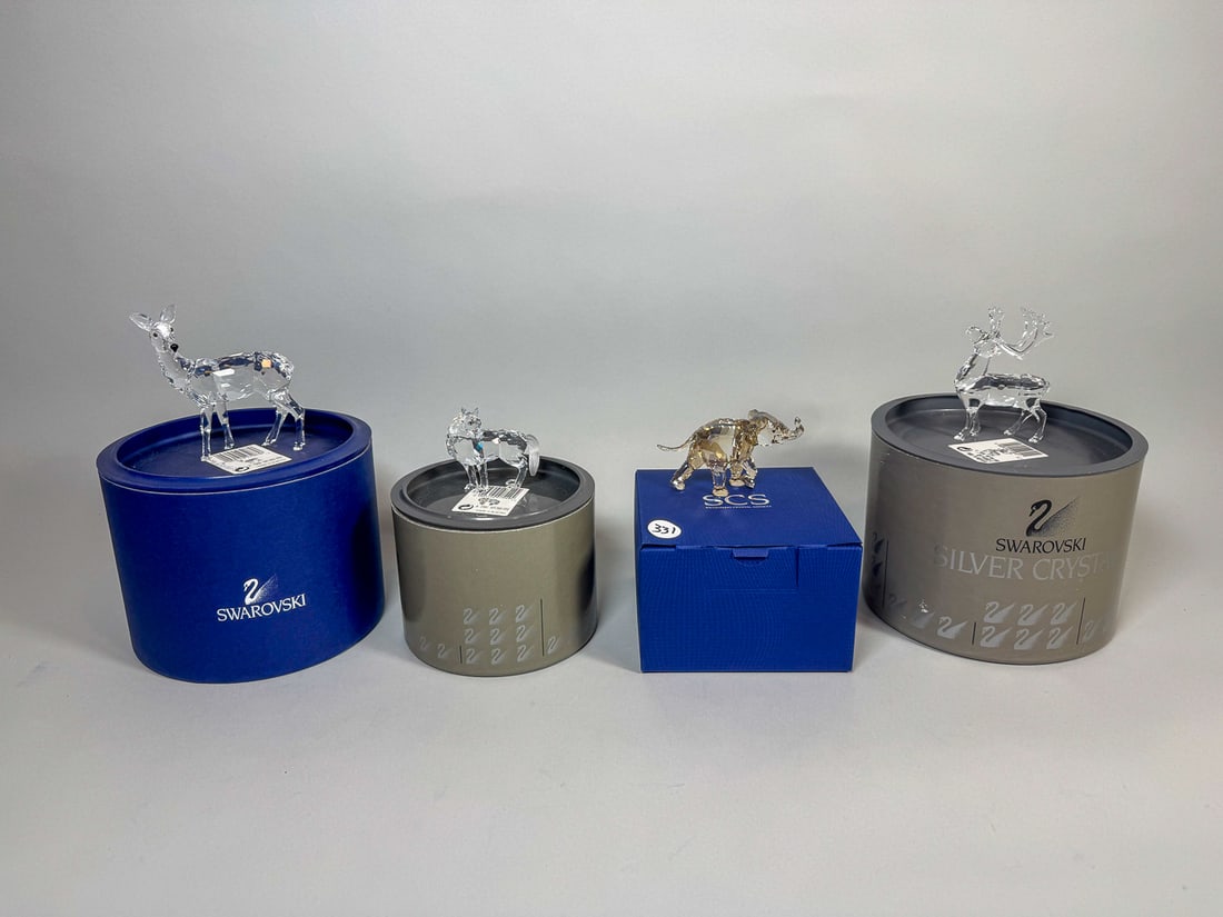 4 SWAROVSKI CRYSTAL ANIMALS W/ BOXES, 4" X 3.5" AND SMALLER (1 of 10)