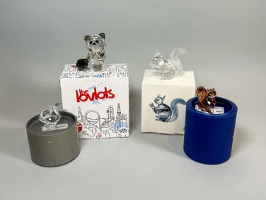 4 SWAROVSKI CRYSTAL ANIMALS W/ BOXES, 3.5" X 3" AND SMALLER