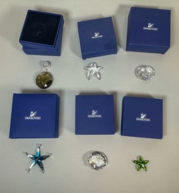 6 SEA RELATED SWAROVSKI CRYSTAL FIGURES W/ BOXES, 3" AND SMALLER