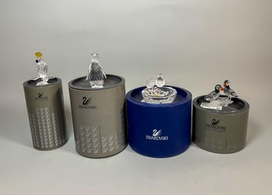 4 SWAROVSKI CRYSTAL FIGURES W/ BOXES, 4" AND SMALLER