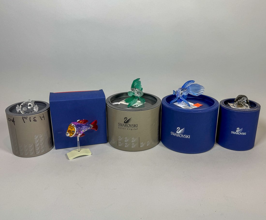5 SWAROVSKI CRYSTAL FISH/TORTOISE W/ BOXES, 4" X 3" AND SMALLER (1 of 12)
