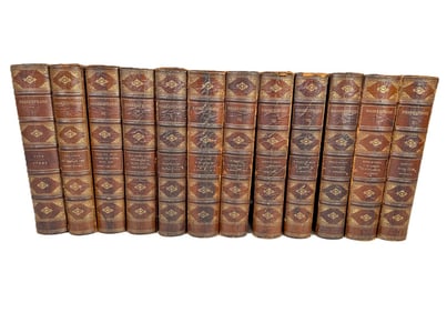 1865 LEATHERBOUND SET "THE WORKS OF SHAKESPEARE", 8" X 5.5"