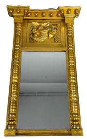 19TH CENTURY GILDED WOOD MIRROR W/ CORNUCOPIA, 17" X 27"