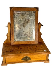 TEAK DRESSER MIRROR, 18.5" X 10" X 20"