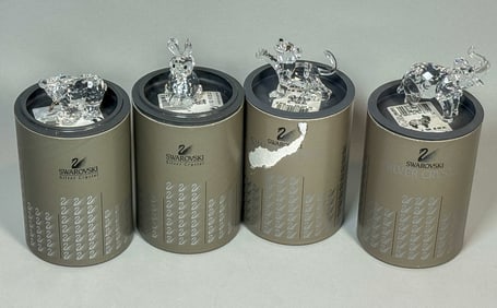 4 SWAROVSKI CRYSTAL ANIMALS, 3" X 2" AND SMALLER