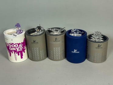 5 SWAROVSKI CRYSTAL ANIMALS, 3.5" AND SMALLER