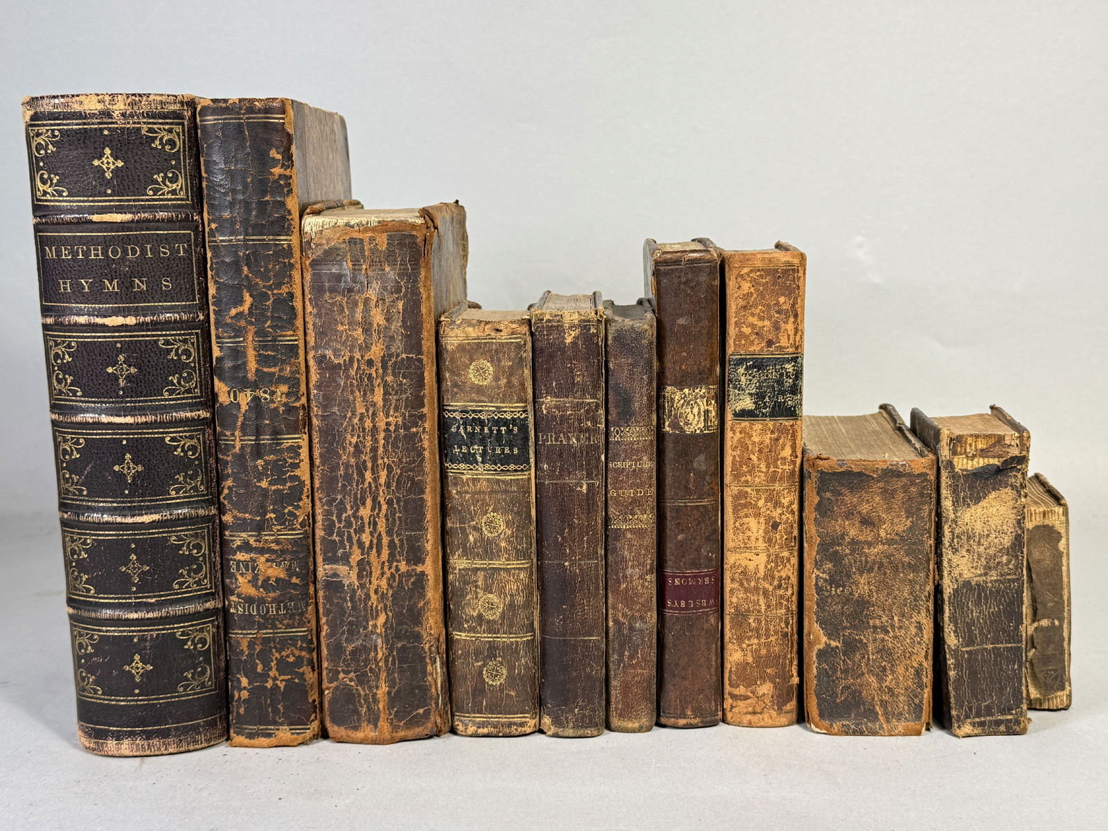 EARLY LEATHERBOUND RELIGIOUS BOOK LOT (1 of 15)