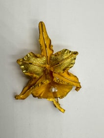 18K GOLD ORCHID PIN, 13.5 GRAMS