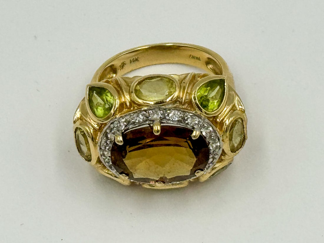 14K GOLD MULTI STONE RING, 9.8 GRAMS (1 of 5)
