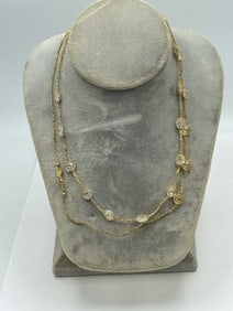 14K GOLD AND CZ NECKLACE, 17 GRAMS