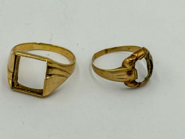 2 10K GOLD RINGS WITHOUT STONES, 9.57 GRAMS