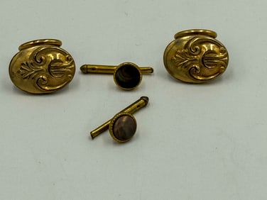 2 PAIRS 10K GOLD CUFFLINKS, 6.87 GRAMS
