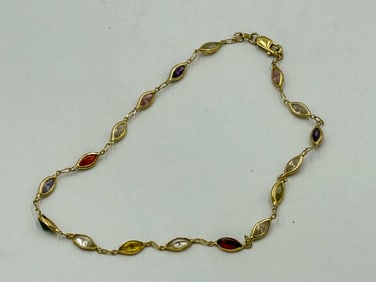14K GOLD AND GEMSTONE NECKLACE, 4.13 GRAMS