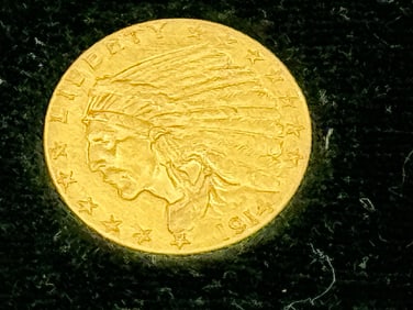 1914 EIP EAGLE HEAD 2.5 DOLLAR GOLD PIECE, 4.18 GRAMS