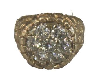 14K GOLD AND DIAMOND MENS RING, 1.75 CT DIAMONDS. 11.26 GRAMS