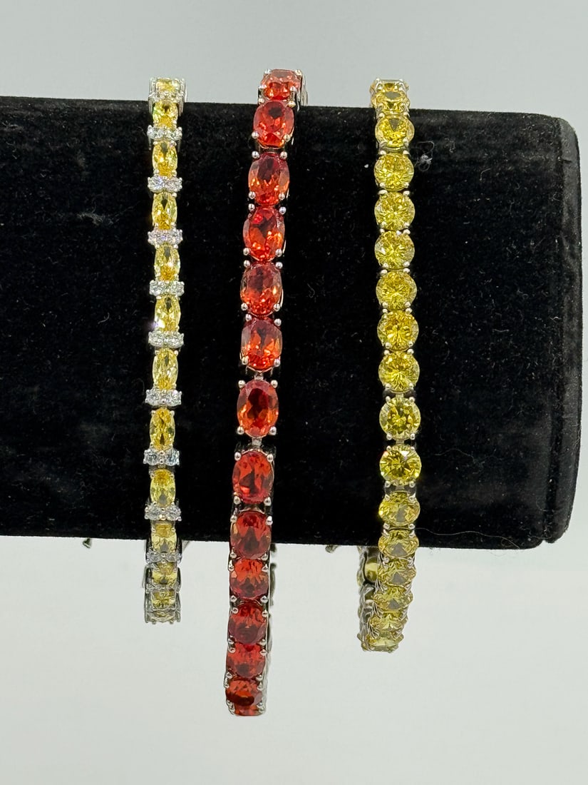 3 STERLING SILVER TENNIS BRACELET W/ STONES (1 of 6)