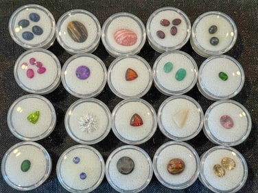 20 CONTAINERS OF VARIOUS GEMSTONES