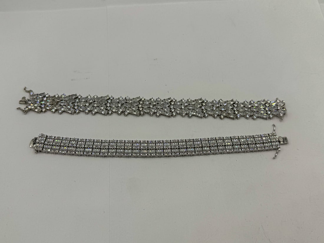 2 STERLING SILVER AND CRYSTAL BRACELETS, 72 GRAMS (1 of 5)