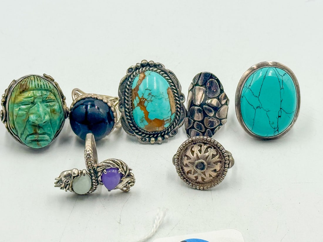 6 VINTAGE STERLING SILVER RINGS (1 of 7)