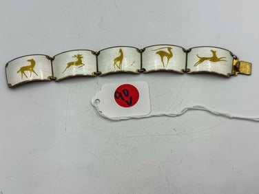 ART DECO ENAMELED STERLING SILVER BRACELET